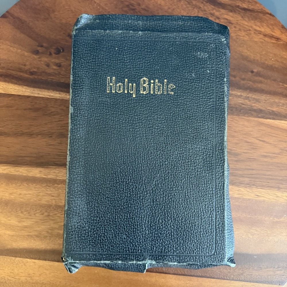 1947 Inspirational Bible De Luxe Edition KJV Thumb Indexed Illustrated Vintage